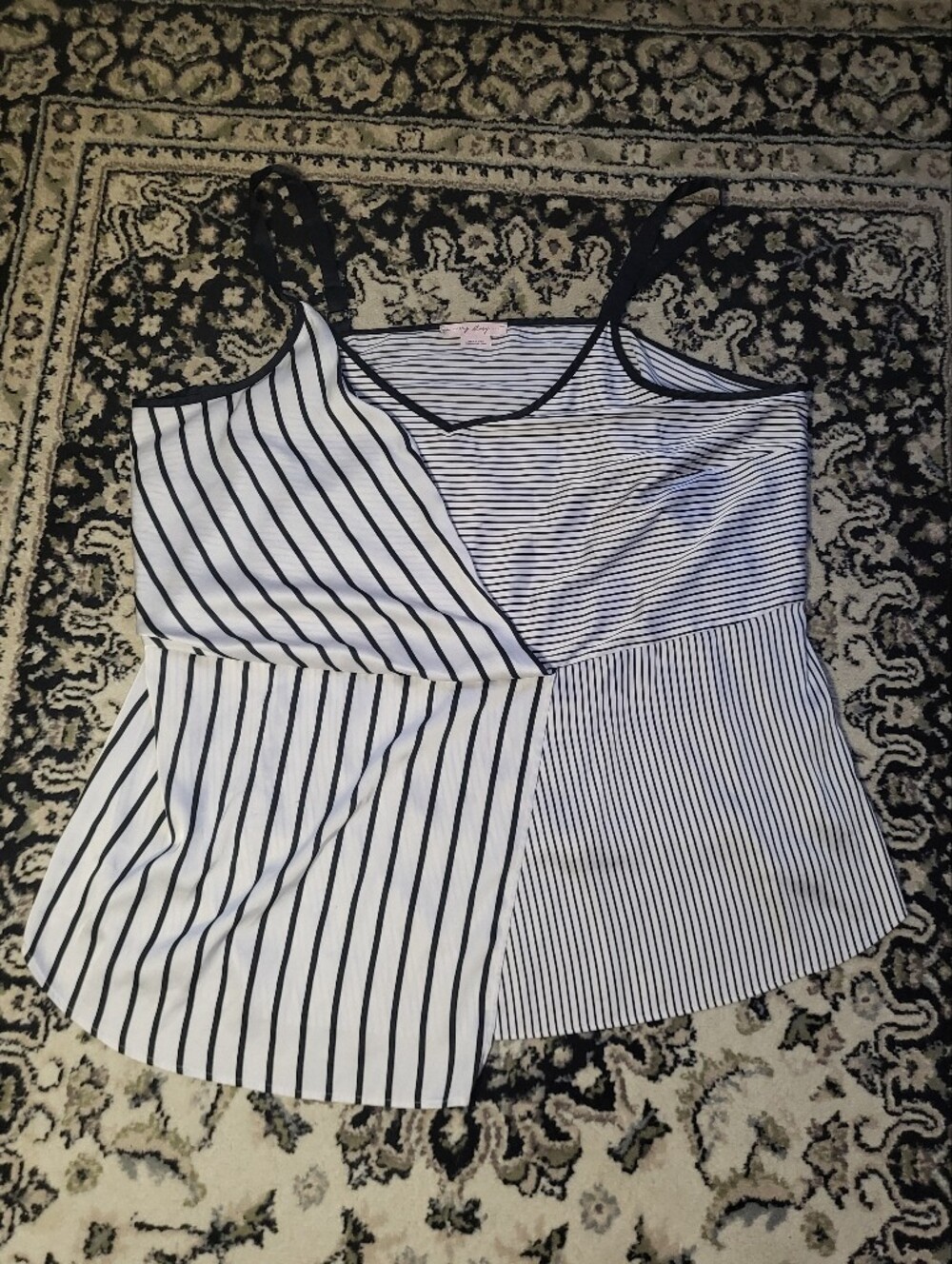 Striped White and Navy Sleep Cami